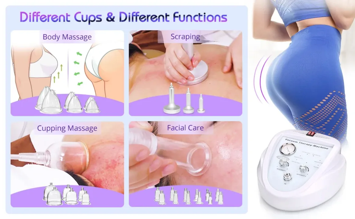 Different cups and functions for vacuum therapy system